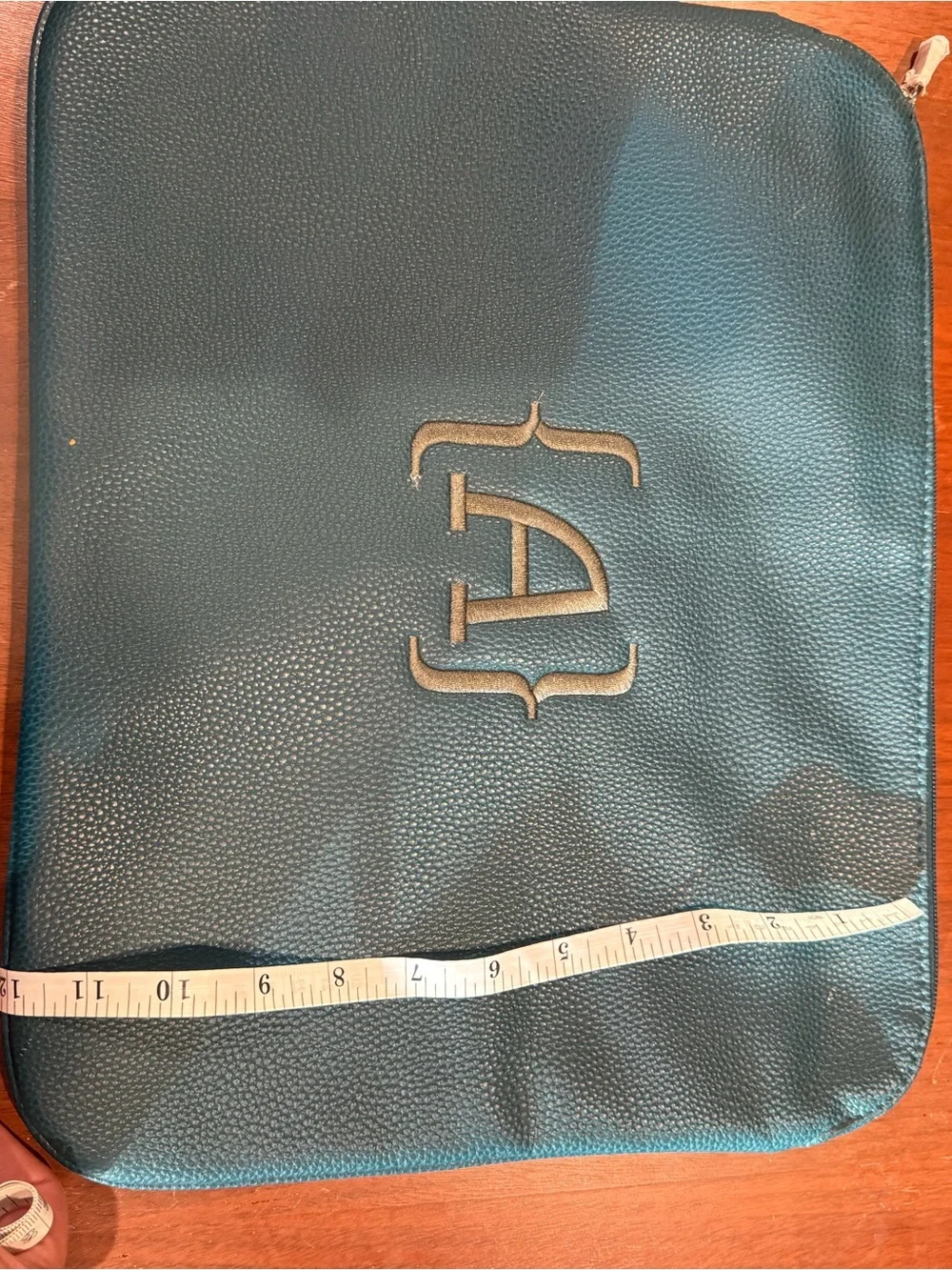 thirty-one Teal Pebbled Leather Laptop Sleeve with Monogram